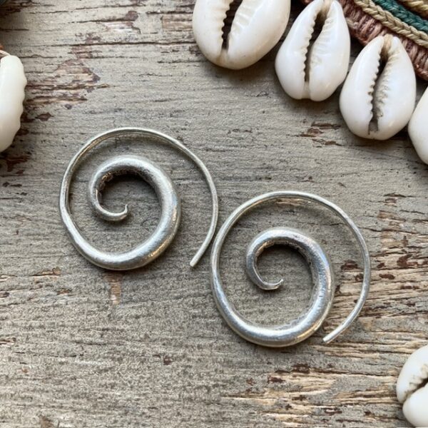 Solid silver hill tribe spiral earrings