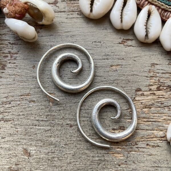 Solid silver hill tribe spiral earrings