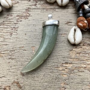 Sterling silver jadeite tusk pendant