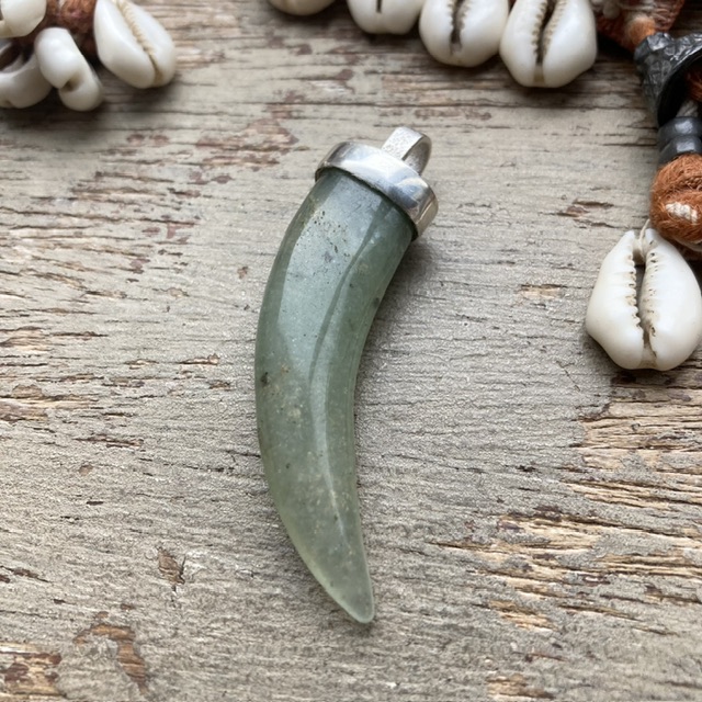 Sterling silver jadeite tusk pendant