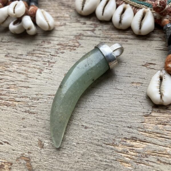 Sterling silver jadeite tusk pendant