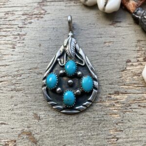 Vintage Navajo sterling silver and turquoise pendant