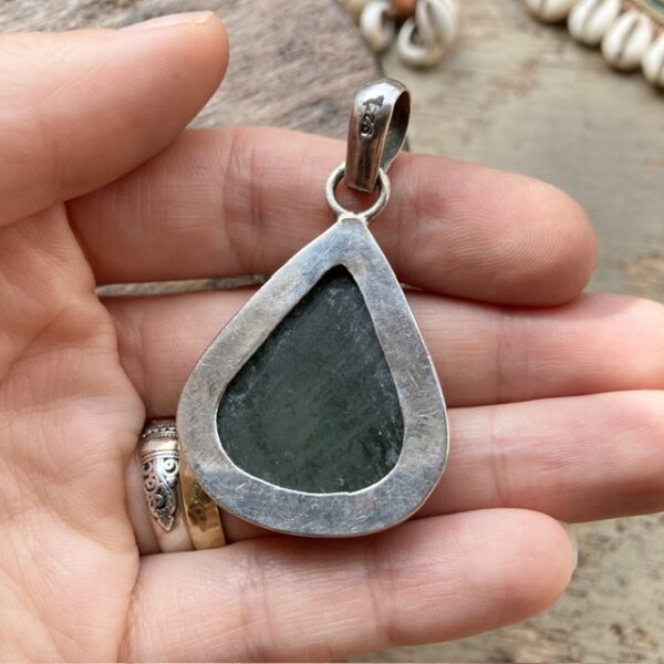 Vintage sterling silver and jade pendant