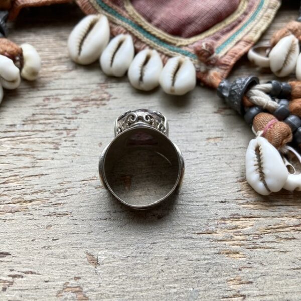 Vintage chunky sterling silver obsidian ring