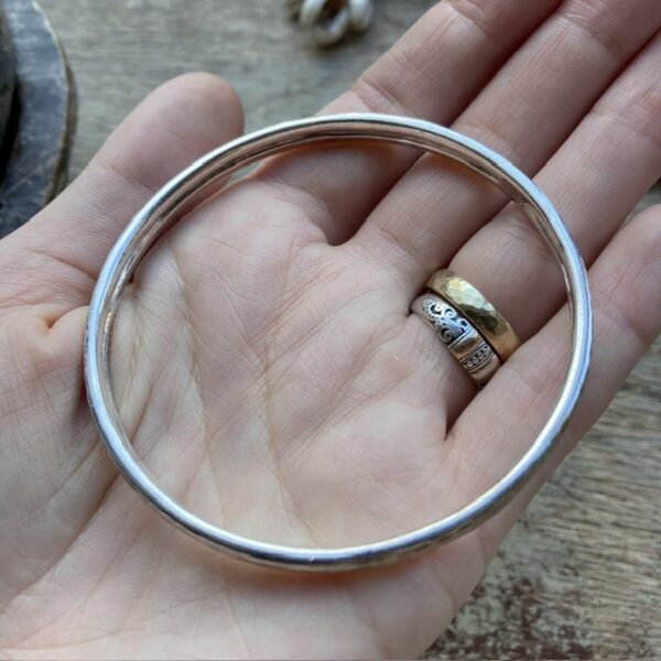 Vintage heavy hammered sterling silver bangle