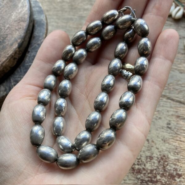 Vintage sterling silver chunky beaded necklace