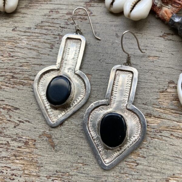 Vintage sterling silver black onyx earrings