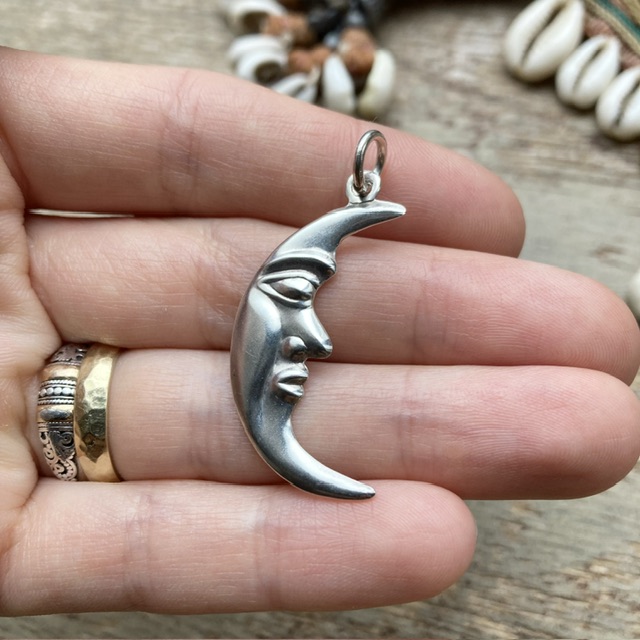 Vintage sterling silver celestial moon pendant