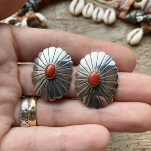 Vintage Navajo sterling silver and coral earrings