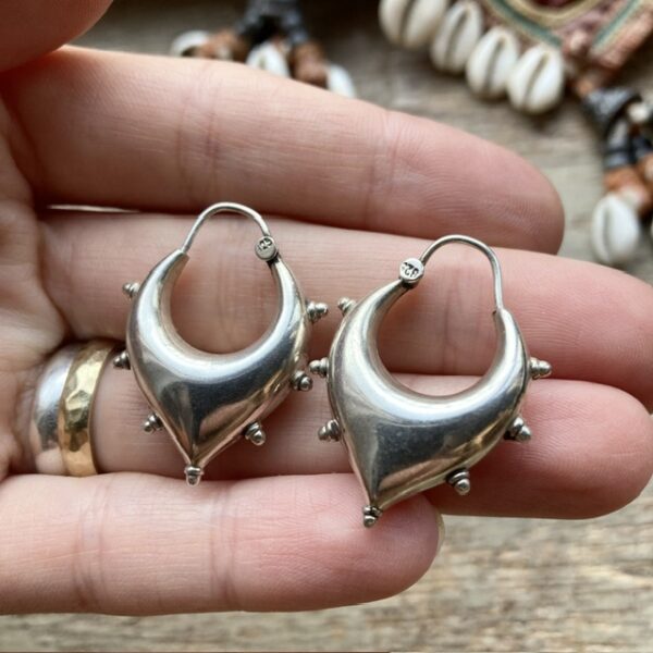 Vintage Indian sterling silver hoops