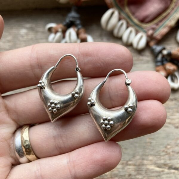 Vintage Indian sterling silver hoops