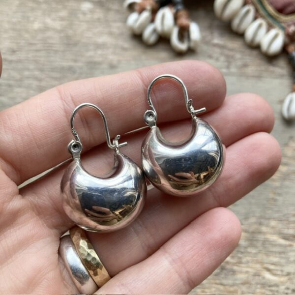 Vintage chunky sterling silver hoops