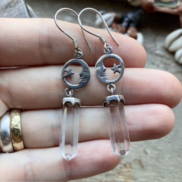 Vintage sterling silver celestial moon earrings