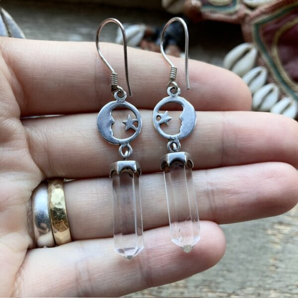 Vintage sterling silver celestial moon earrings