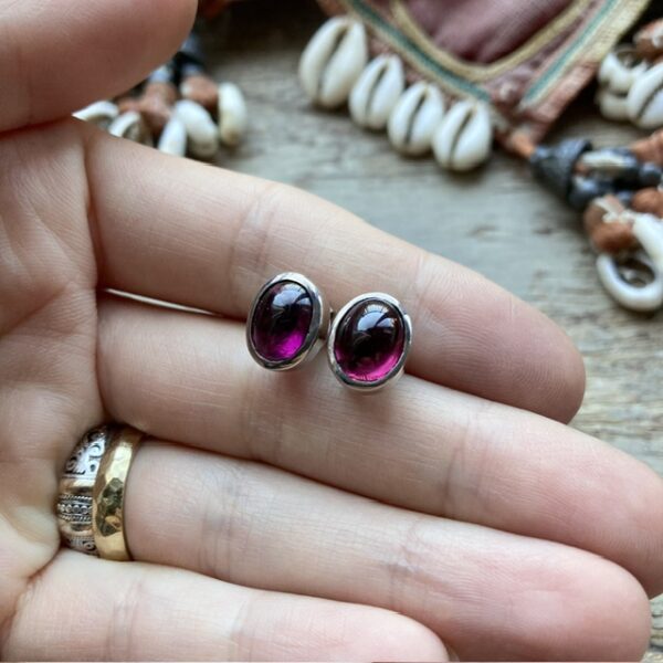 Vintage sterling silver rhodolite earrings