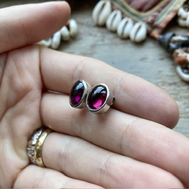 Vintage sterling silver rhodolite earrings