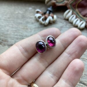 Vintage sterling silver rhodolite earrings