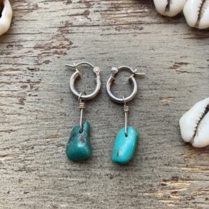 Vintage sterling silver turquoise hoops