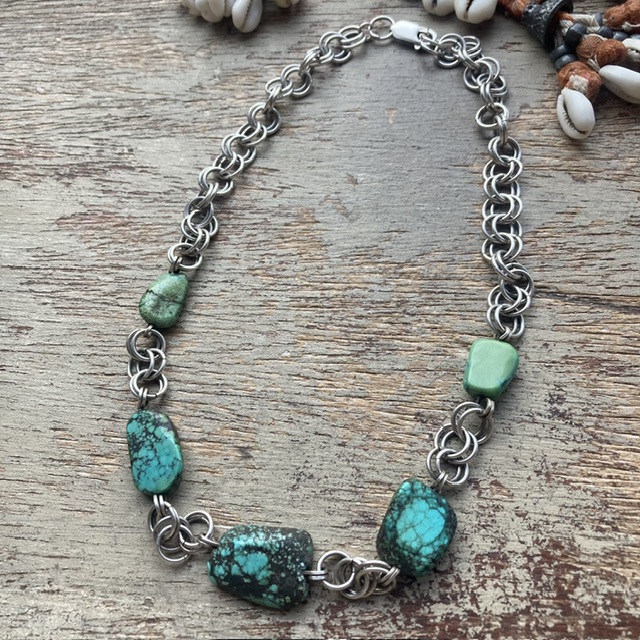 Vintage sterling silver and turquoise necklace