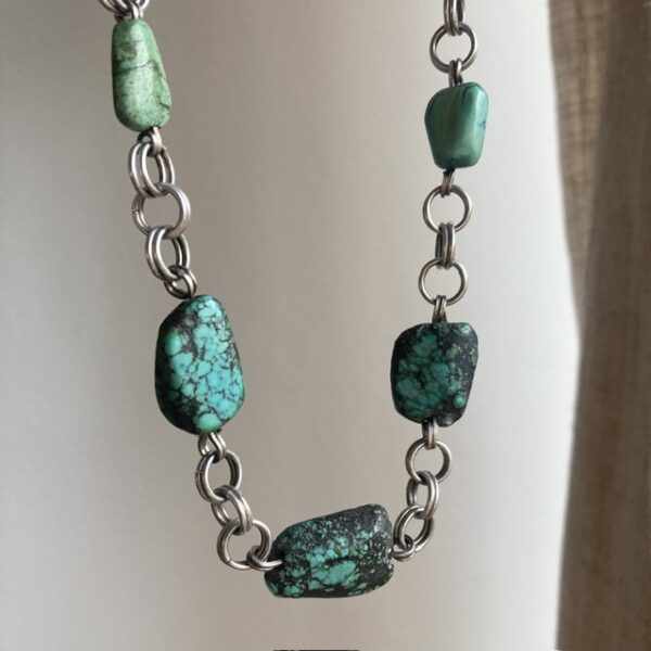 Vintage sterling silver and turquoise necklace