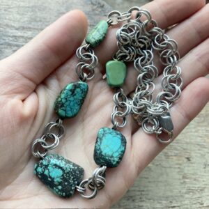 Vintage sterling silver and turquoise necklace