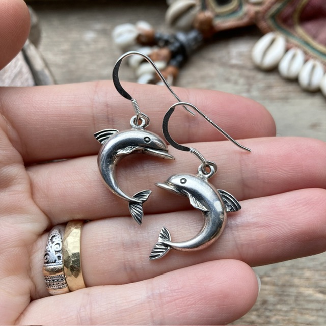 Vintage sterling silver dolphin earrings