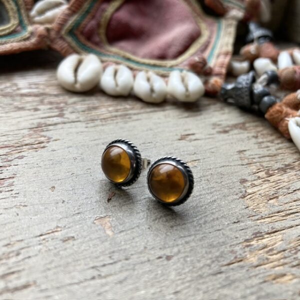 Vintage sterling silver amber earrings