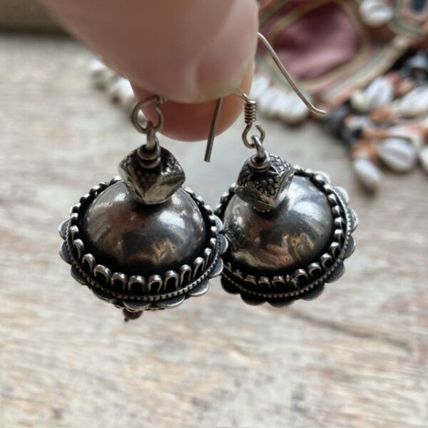 Vintage Indian sterling silver earrings with garnet beads