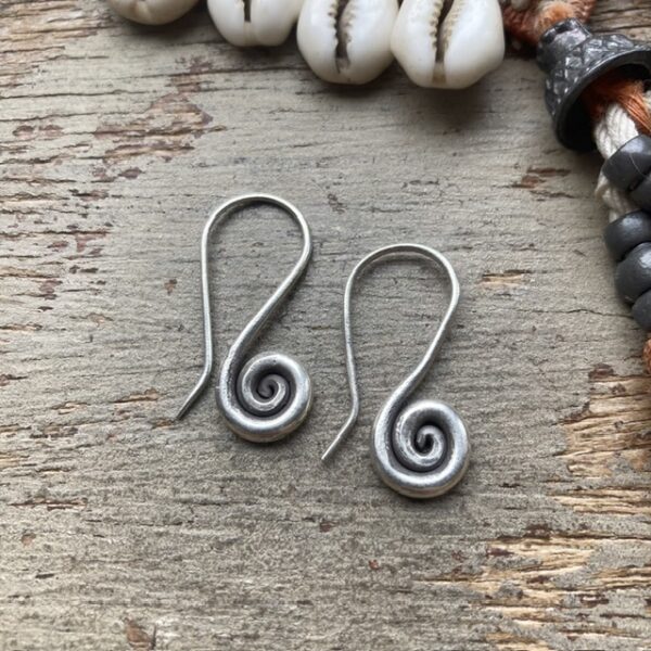 Handmade pure silver hill tribe spiral earrings