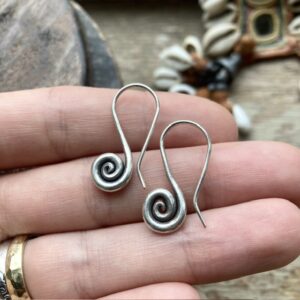 Handmade pure silver hill tribe spiral earrings