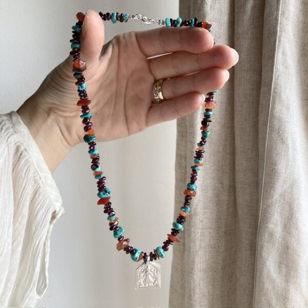 Handmade crystal beaded goddess necklace