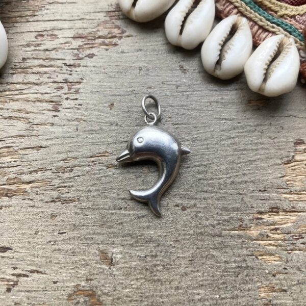 Vintage sterling silver dolphin pendant