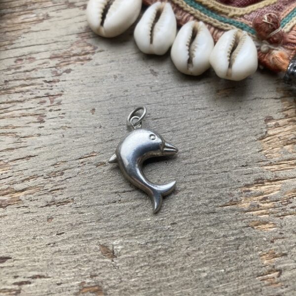 Vintage sterling silver dolphin pendant