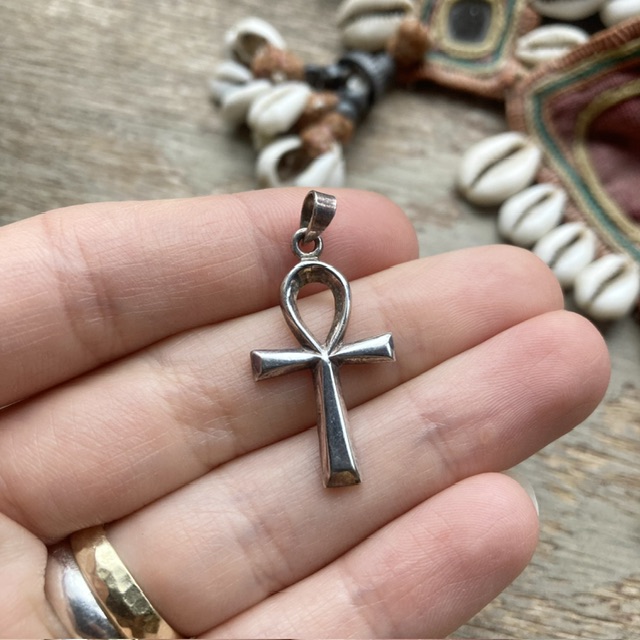 Vintage solid silver ankh pendant