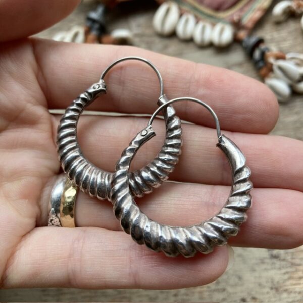 Vintage sterling silver Creole hoops