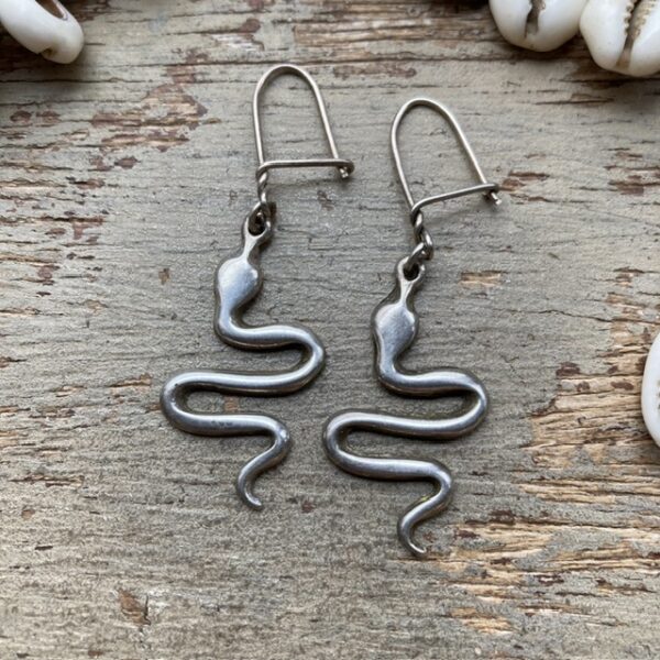 Vintage solid silver snake earrings