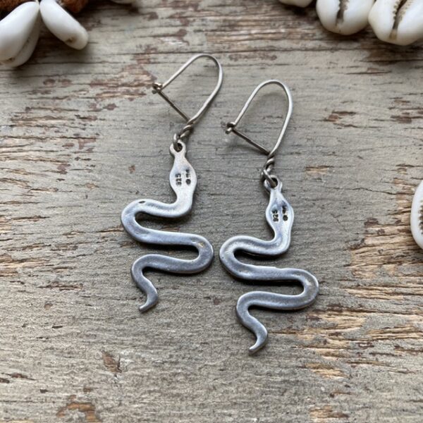 Vintage solid silver snake earrings