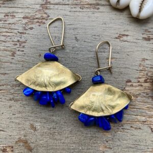 Handmade silver gilt lapis lazuli earrings