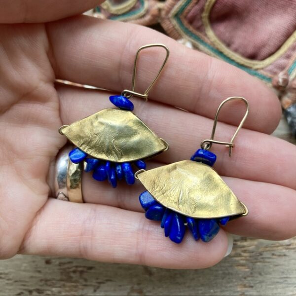 Handmade silver gilt lapis lazuli earrings