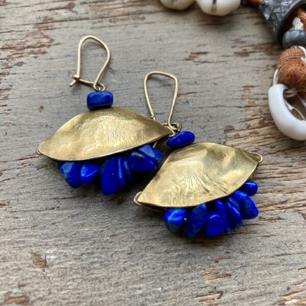 Handmade silver gilt lapis lazuli earrings