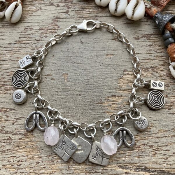 Vintage pure silver Hill Tribe charm bracelet