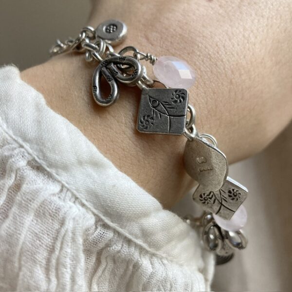 Vintage pure silver Hill Tribe charm bracelet