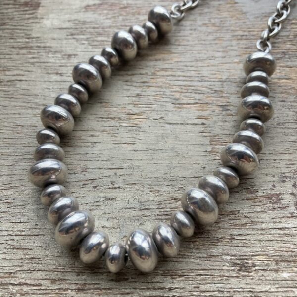 Vintage sterling silver chunky beaded necklace