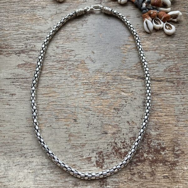 Vintage Indian chunky sterling silver necklace