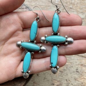 Vintage Navajo sterling silver and turquoise earrings