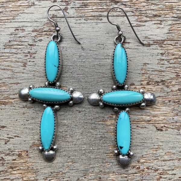 Vintage Navajo sterling silver and turquoise earrings