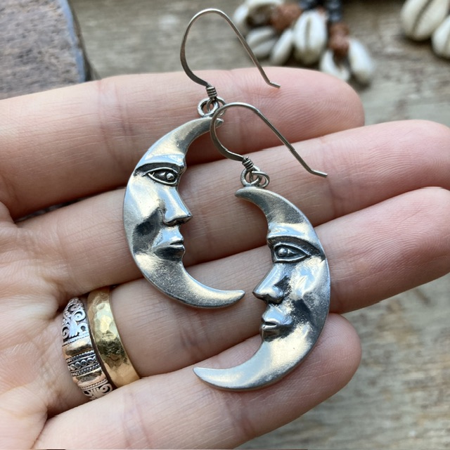 Vintage sterling silver moon earrings