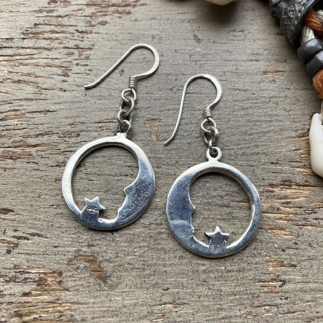 Vintage sterling silver celestial moon earrings