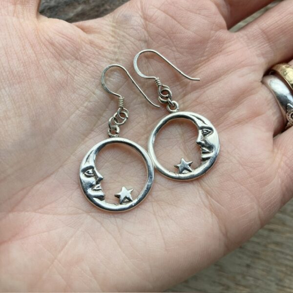 Vintage sterling silver celestial moon earrings