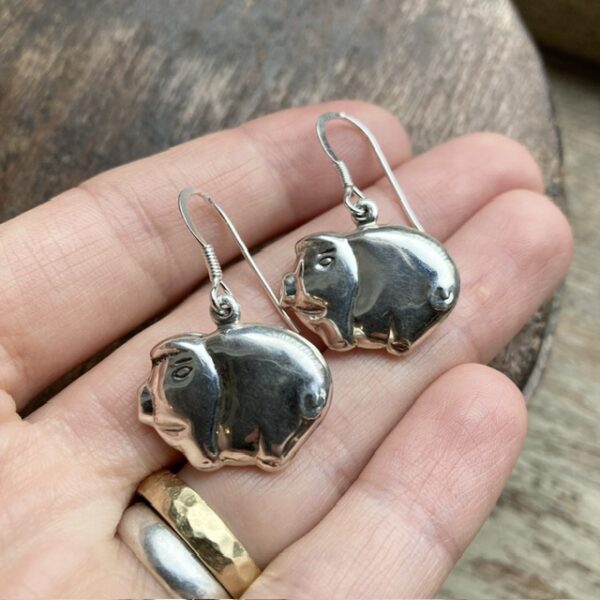 Vintage sterling silver pig earrings